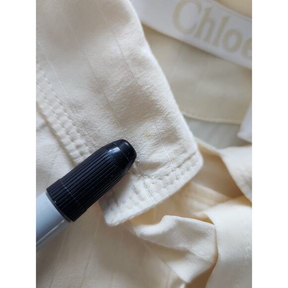 Chloe Ivory Silk Neck Tie Long Sleeve Collar Blouse Women's Size 34 Vanilla Ice - Picture 14 of 14